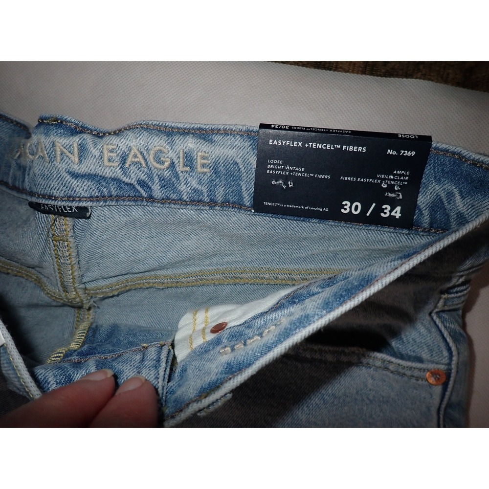 American Eagle Men's Athletic Straight Easyflex Jeans Medium Vintage 30x34 New - Picture 3 of 7
